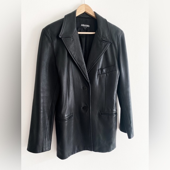 Vintage Andasimo Genuine Black Leather Blazer – Size 6 - Picture 7 of 9